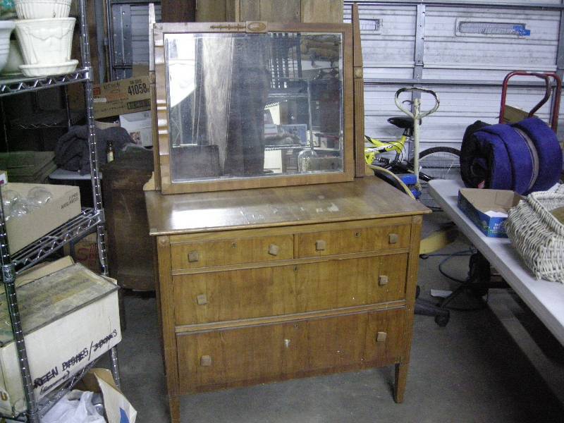 lot 66 image: Antique Dresser with Mirror