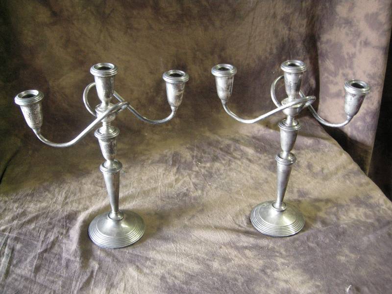 lot 82 image: Sterling Weighted Candle Holders