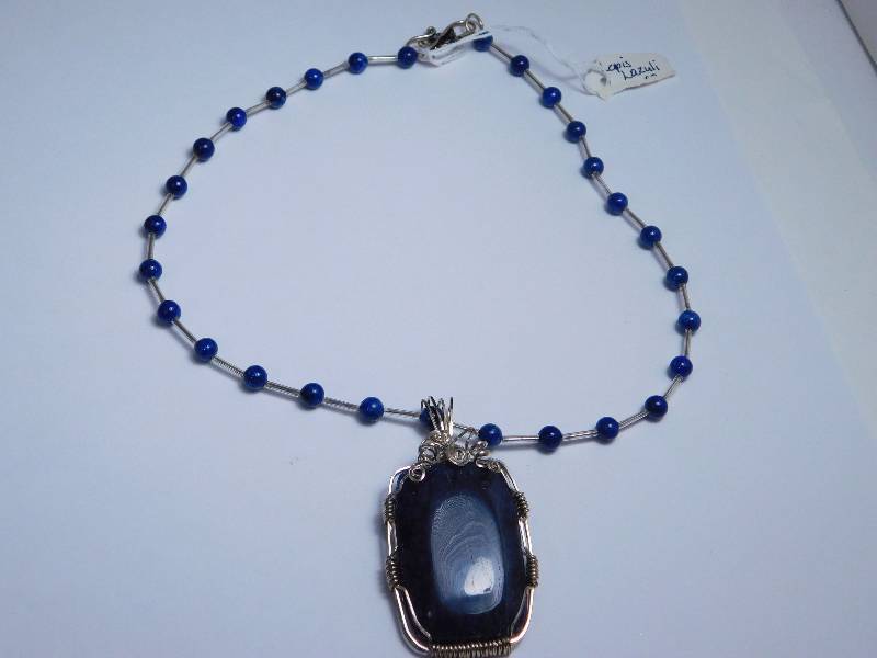 Sterling Silver and Lepis Lazuli Necklace