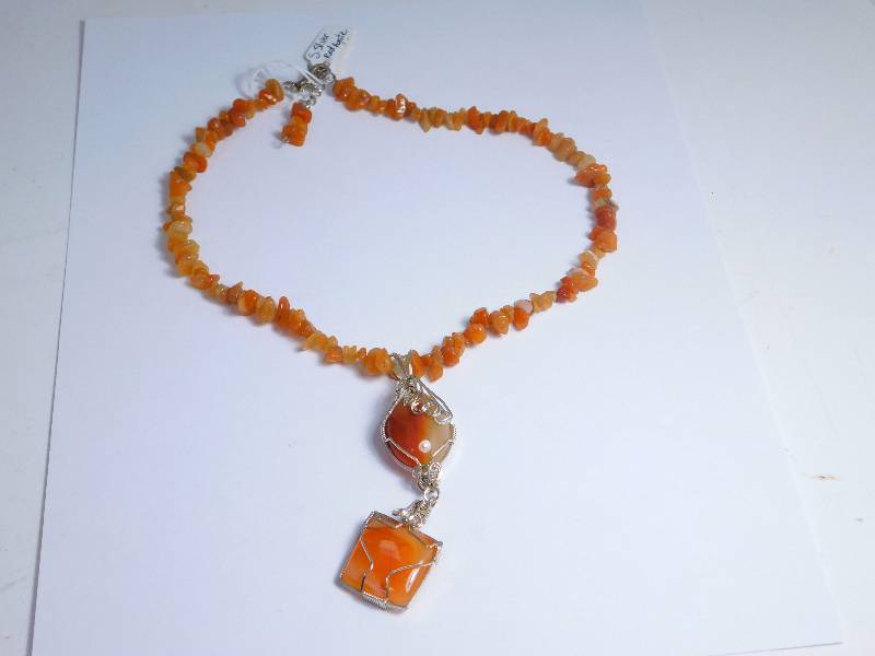Sterling Silver and Red Agate Necklace