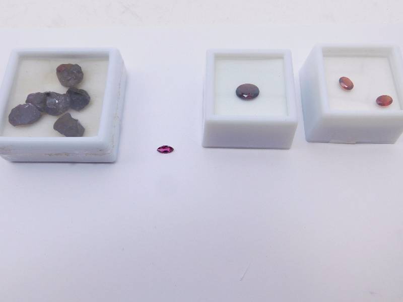 Variety of Rough and Cut Garnet Gemstones