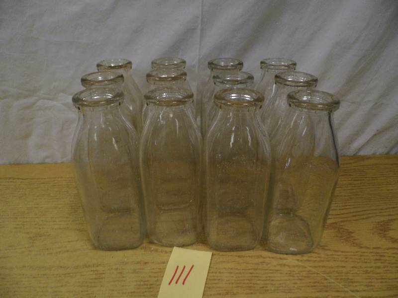 lot 111 image: 12 Pint Glass Milk  Cream Bottles