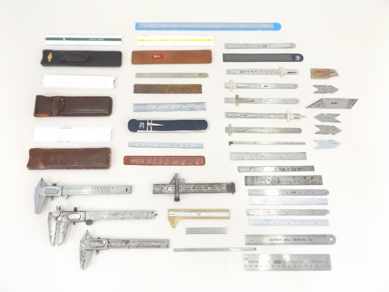 Lot of Machinist Slide Rulers, Pocket Rulers, etc.