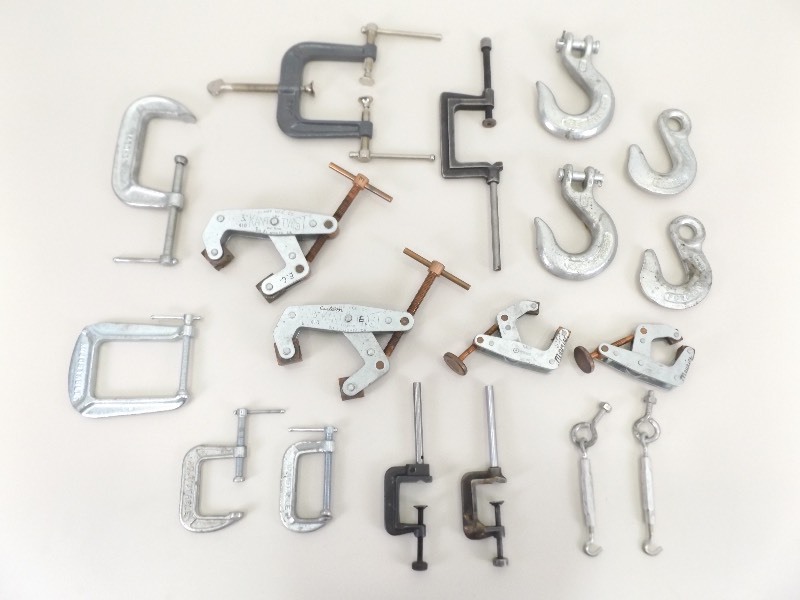 Lot of C-Clamps, Kant Twist Clamps, Hoist Hooks