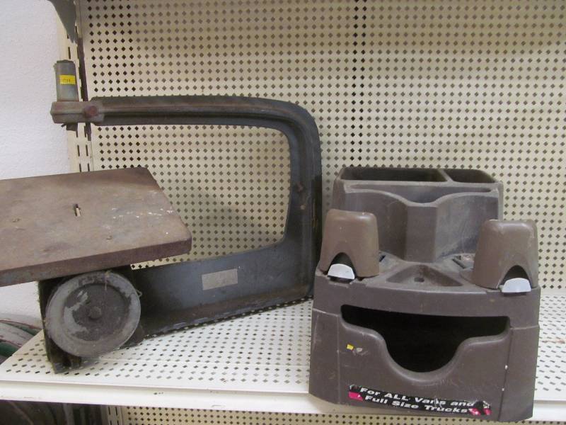 lot 4 image: vintage chair, tool , caddy