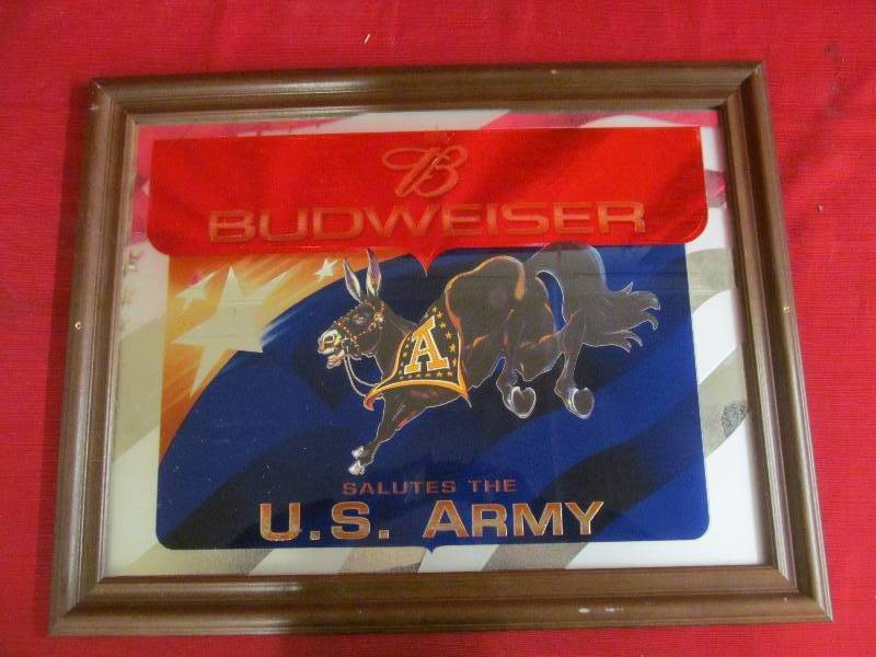 lot 140 image: U S Army Budweiser Mirror