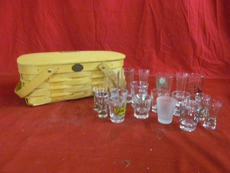 lot 171 image: shot glasses, picnic basket