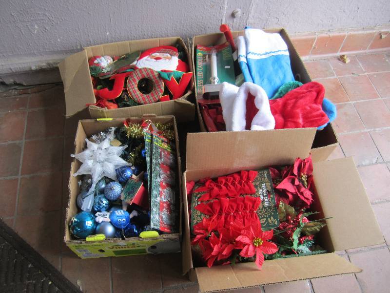 4 Boxes Full of Misc Christmas Deco...