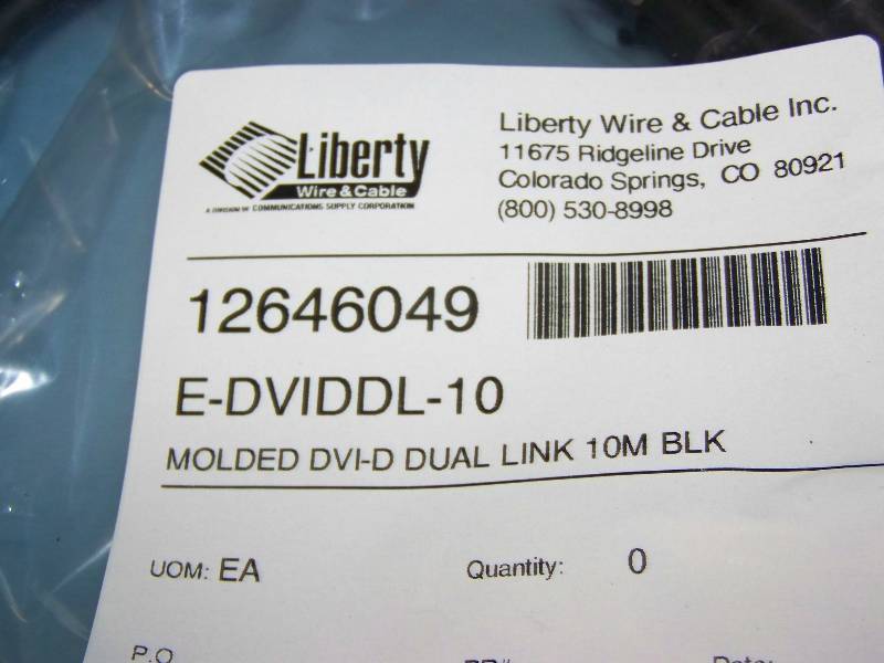 lot 84 image: (6) Liberty Wire and Cable, Inc., 10M, Molded DVD-D, Dual Link Cables - NEW in Package