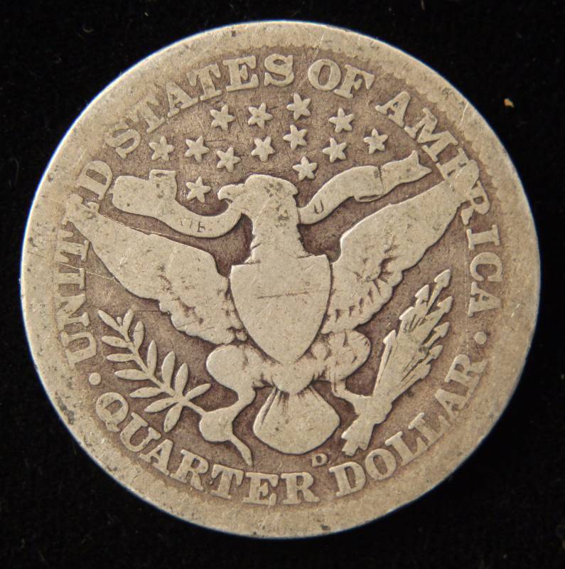 1909-D BARBER SILVER QUARTER GOOD