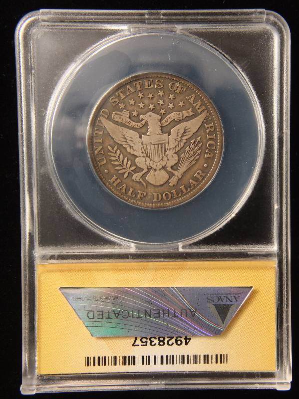 1912 BARBER SILVER HALF DOLLAR VG10 ANACS
