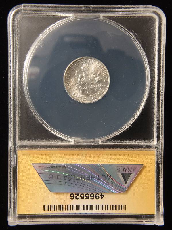 1946-D ROOSEVELT SILVER DIME MS65 ANACS
