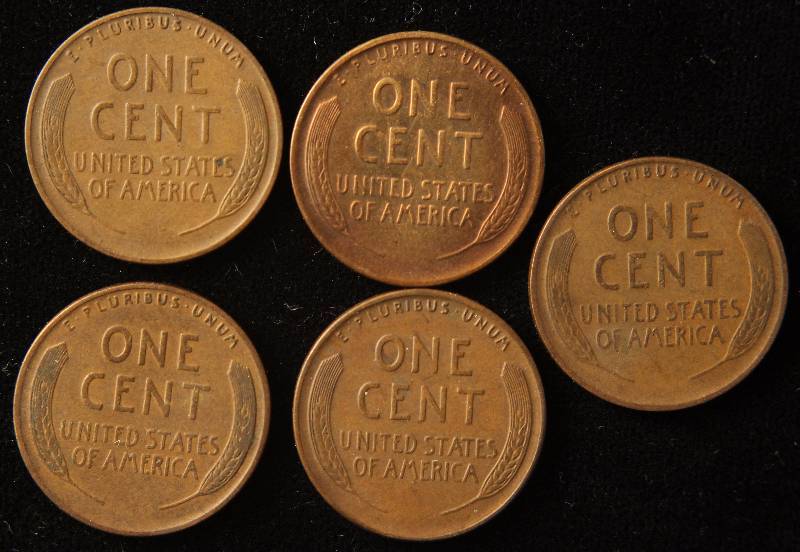GROUP OF 5 WHEAT CENTS 1930 P-D-S & 1931 P&D