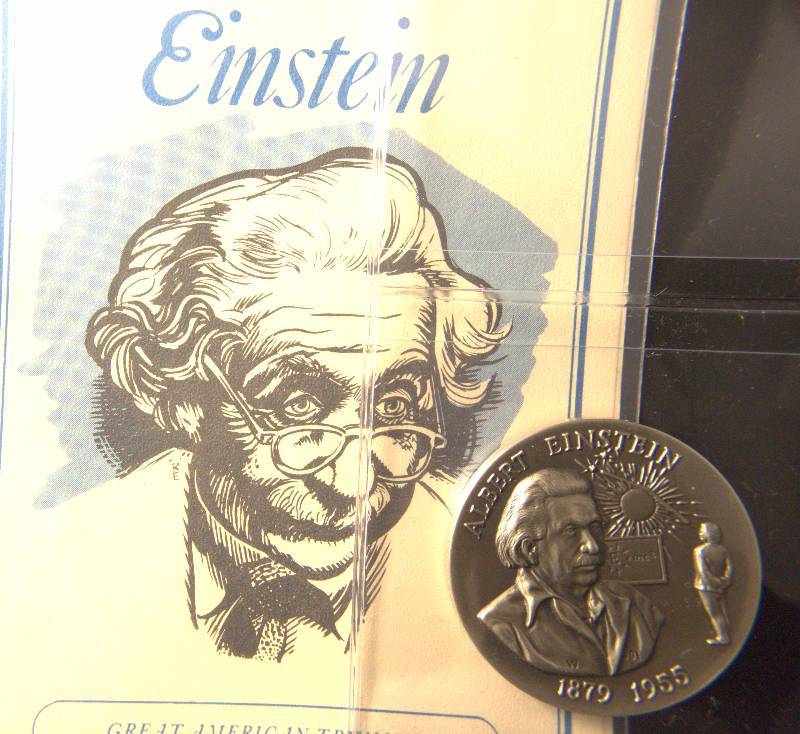 VINTAGE ALBERT EINSTEIN 1.11 TROY OZ. STERLING SILVER ART ROUND LONGINES SYMPHONETTE SOCIETY