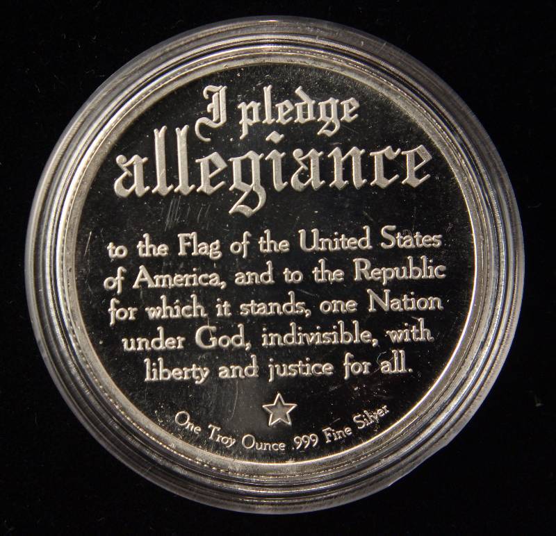1 TROY OZ. .999 FINE SILVER PLEDGE OF ALLEGIANCE IN AIRTITE