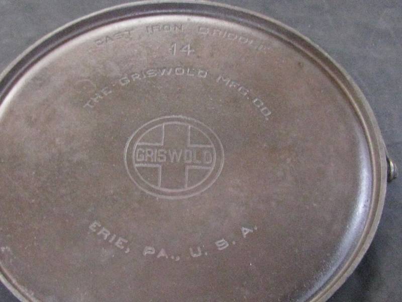 Griswold No. 14 Large Block Cast Iron Skillet sold at auction on 30th June