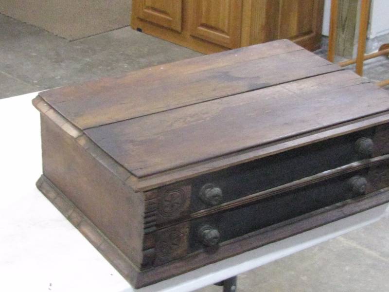 lot 21 image: Antique Sewing Machine Needle Cabinet