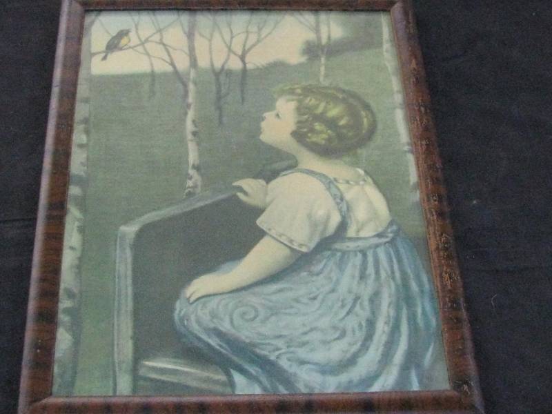 lot 34 image: Girl Watching Bluebird Picture