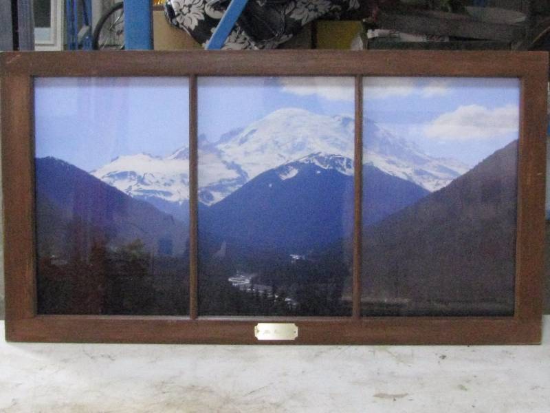 lot 42 image: Mt. Rainier Picture in Old Window Frame