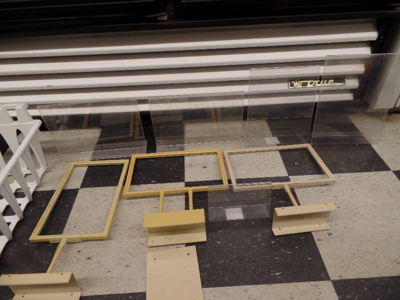 2 Plastic Baskets and Assorted Retail Sign Holders
