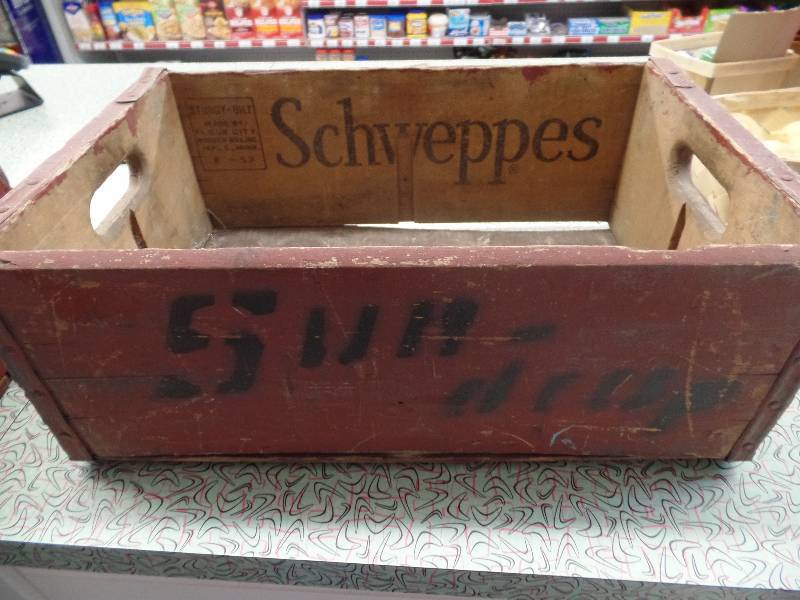 Schweppes Wood Box-Sun Drop Painted on Sides
