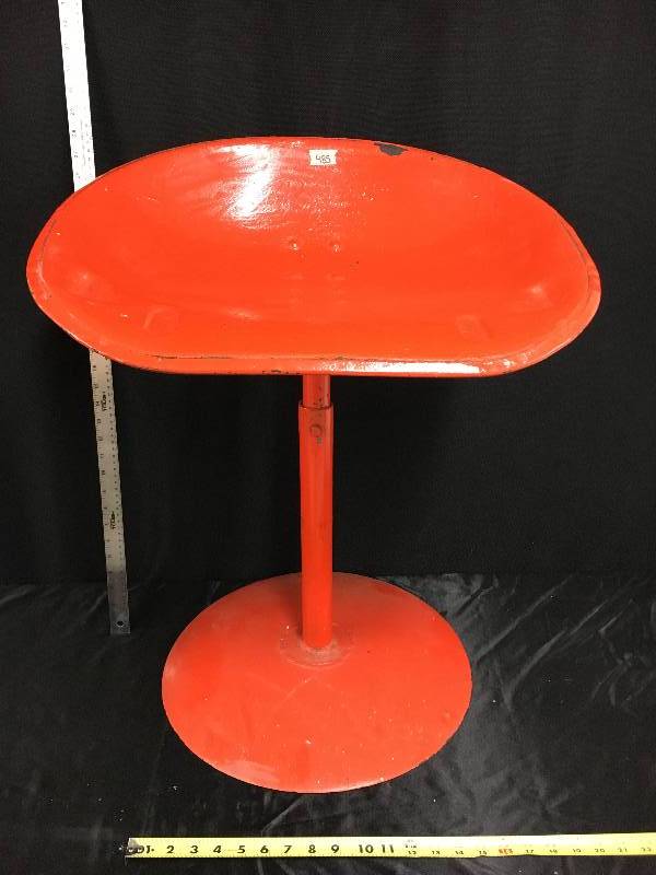 lot 25 image: Red Metal Tractor Seat & Stand