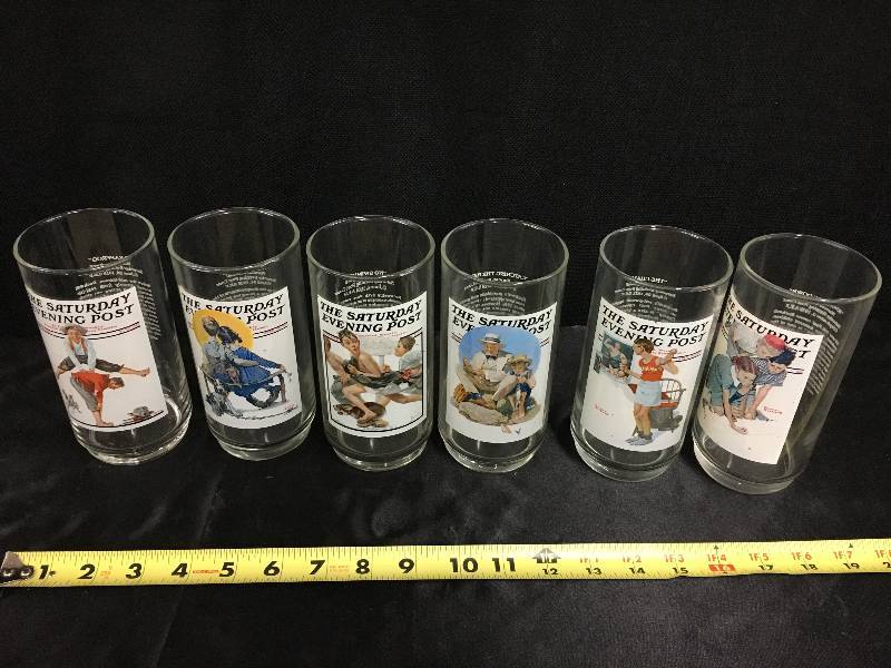 lot 29 image: Set of 6 Arbys Norman Rockwell Glasses