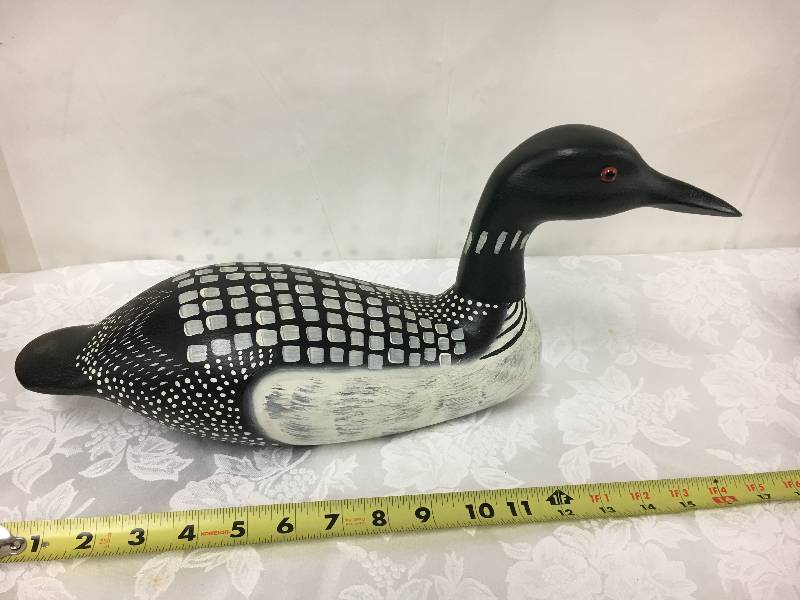 lot 52 image: Handpainted Wood Loon