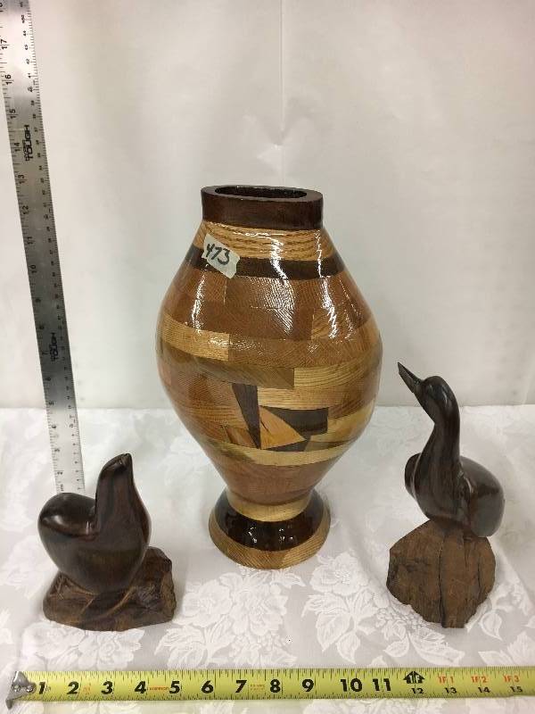 lot 61 image: 3 Piece Lot Wood Carvings