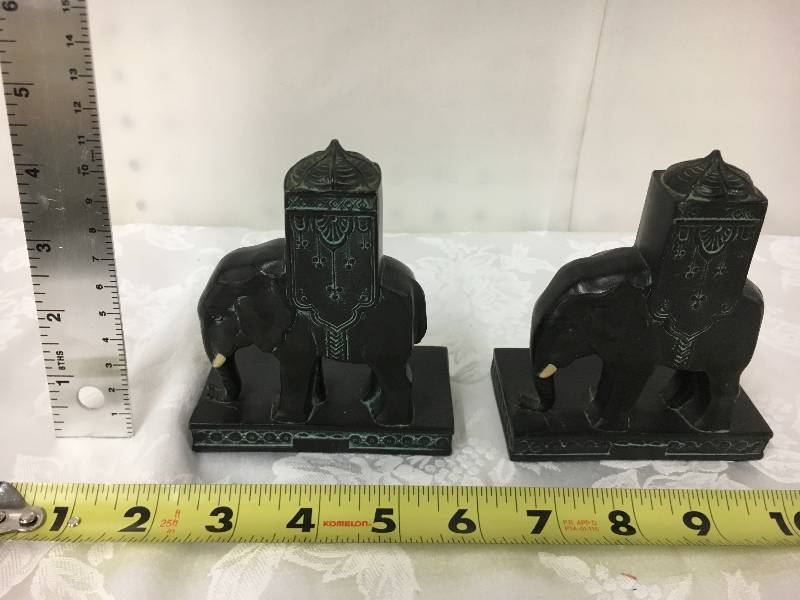 lot 63 image: BrassBronze Elephant Bookends