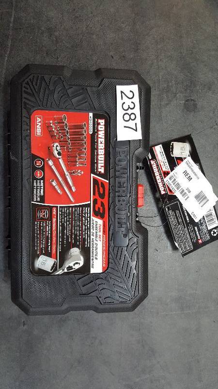 lot 2387 image: Powerbuilt 23-Pc. 6-Drive Metric Socket Set