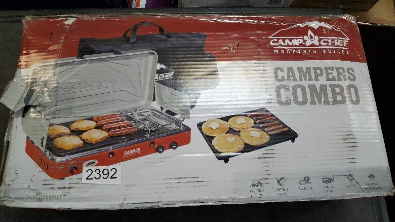 lot 2392 image: Campers Combo GrillGriddle Black-Red-Silver