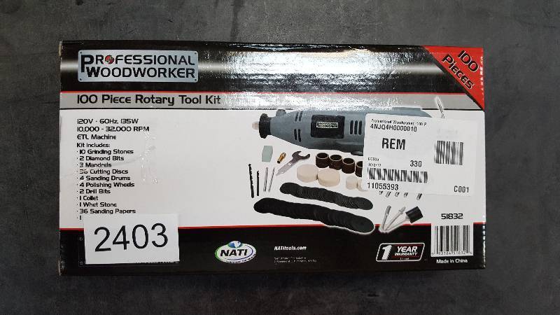 lot 2403 image: Professional Woodworker 100 Piece Rotary Tool Kit