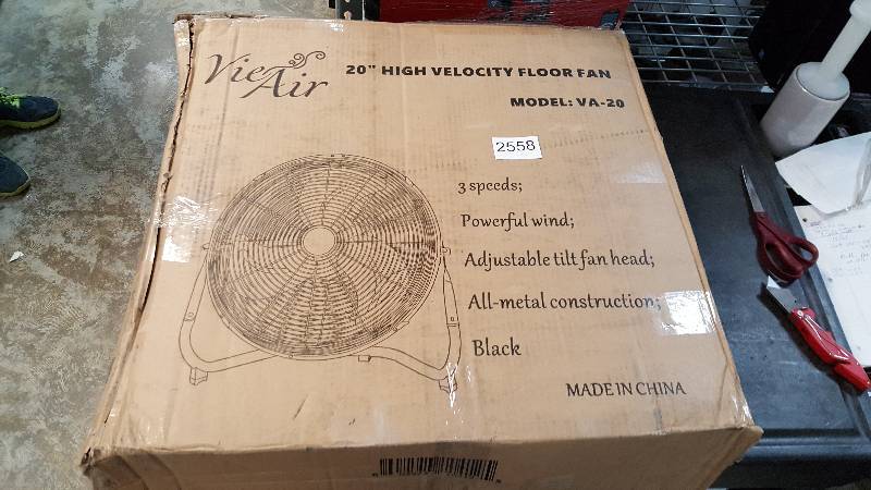 lot 2558 image: Vie Air 90296355M 20 Industrial Tilting High Velocity Metal Floor Fan