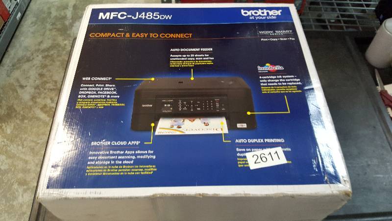 lot 2611 image: Brother WorkSmart Wireless All-in-One Multifunction Inkjet Printer - MFC-J485DW