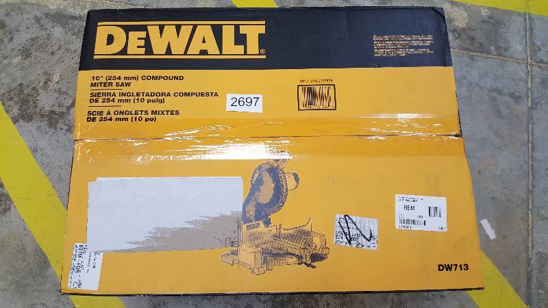lot 2697 image: DeWalt 10 Compound Miter Saw