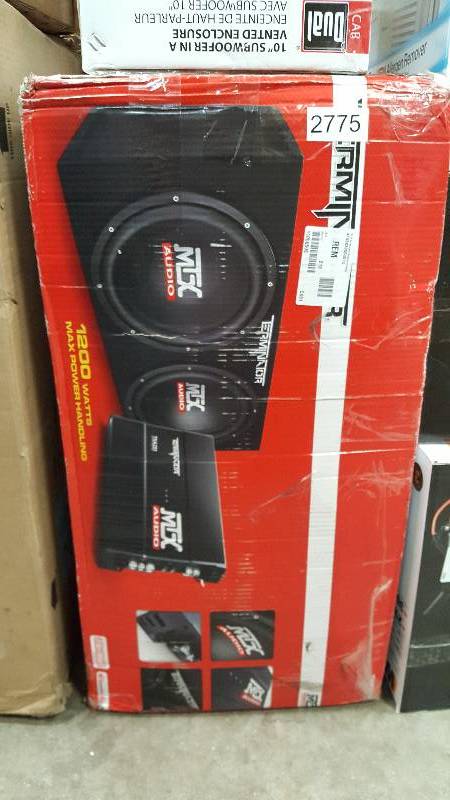 lot 2775 image: MTX Terminator 1200-Watt Dual Subwoofer and Amplifier Package
