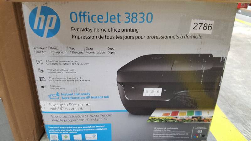 lot 2786 image: HP OfficeJet 3830 All-in-One Thermal Inkjet Printer with Wi-Fi