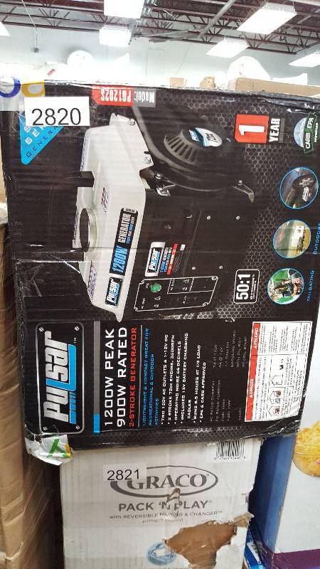 lot 2820 image: Pulsar 1200 Peak  850 Running Watts Portable Gas Generator