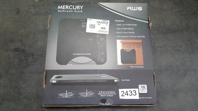 American Weigh Scales Mercury Digital Bathroom Scale with Handle - Black