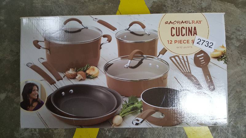 Rachael Ray Cucina 12-Pc. Nonstick Cookware Set - Brown