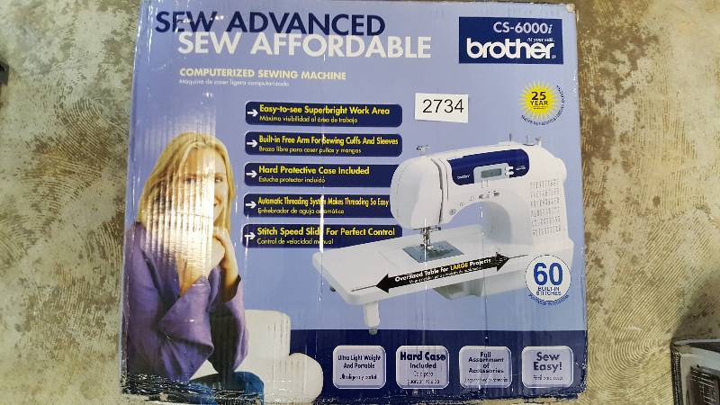 lot 2734 image: Brother Computerized 100-Stitch Sewing Machine