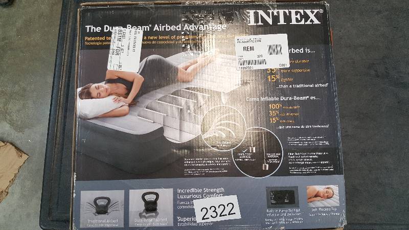 lot 2322 image: Intex Comfort Plush Mid-Rise Airbed w Pump - Twin