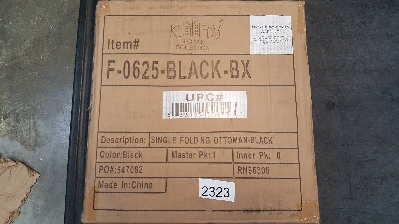 lot 2323 image: Collapsible Storage Ottoman - Black