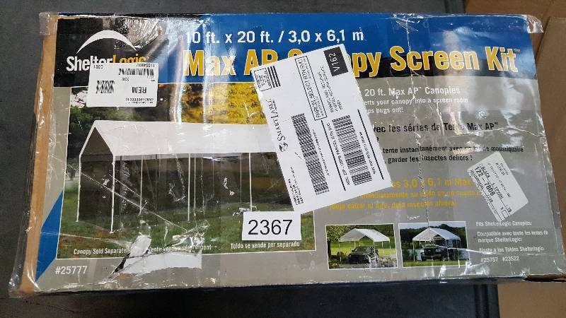lot 2367 image: ShelterLogic Screen Enclosure Kit for 10 x 20 Canopy