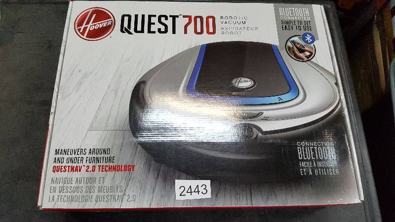 lot 2443 image: Hoover Quest 700 12V Bluetooth Robot Vacuum