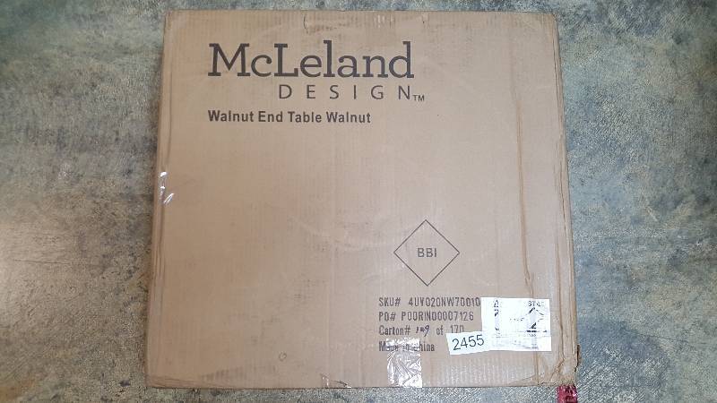 lot 2455 image: McLeland Design Walnut-Finished End Table