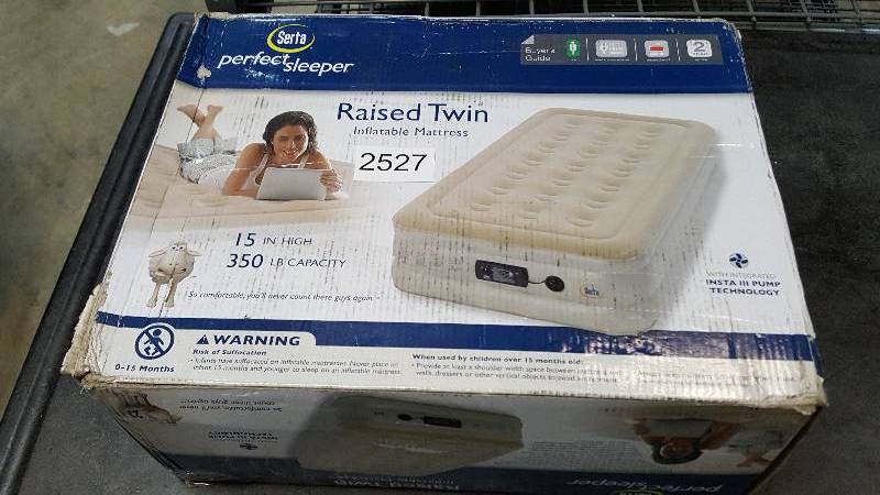 lot 2527 image: Serta Twin 15 Raised Airbed with Insta III AC Pump