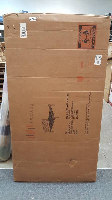 lot 2769 image: Modway Mia Vinyl Platform Bed - Full Size - Mattress  Bedding Not Included