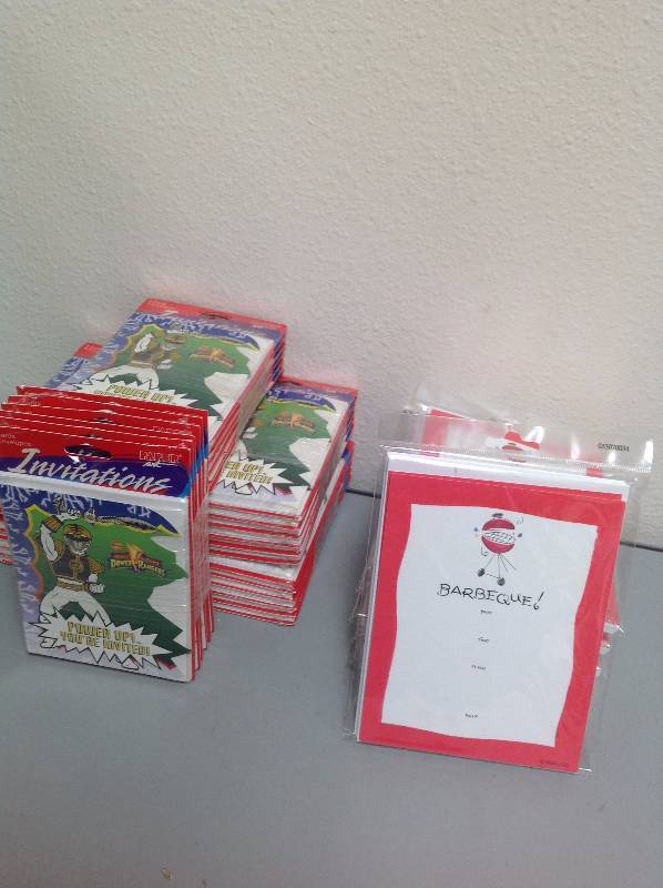 NEW- 11 Barbecue invites, and 36 packets of 8 Power Ranger Invitations